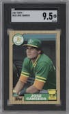 Jose Canseco from the 1987 Topps set graded by SGC and given an overall grade of 9.5.