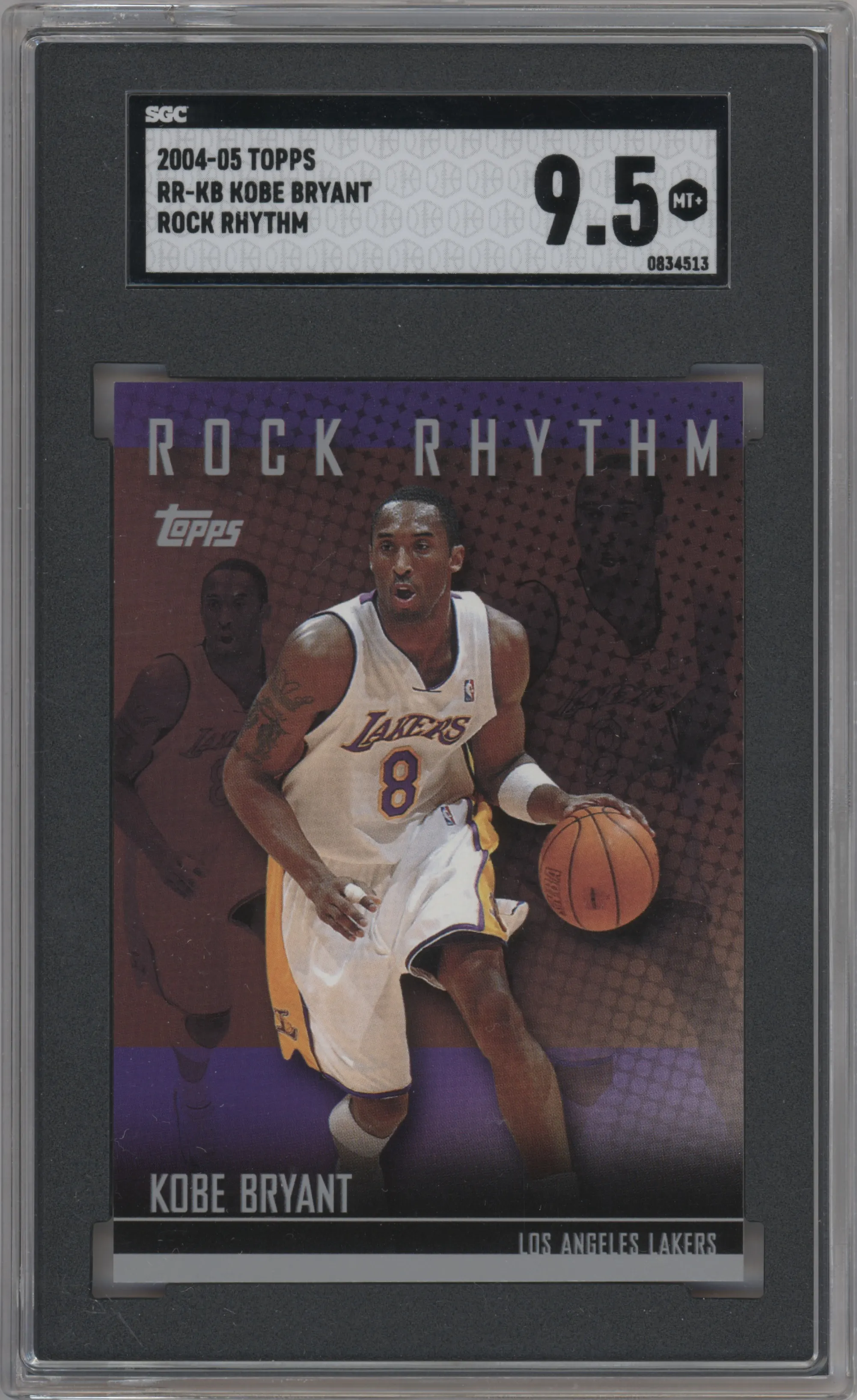 Kobe Bryant from the 2004-05 Topps set graded by SGC and given an overall grade of 9.5.
