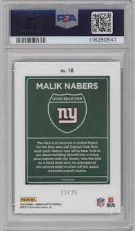 Malik Nabers from the 2024 Donruss Optic set featuring a Black Pandora parallel graded by PSA and given an overall grade of 9.