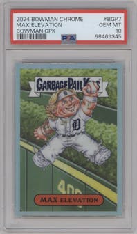 Max Elevation from the 2024 Bowman Chrome set graded by PSA and given an overall grade of 10.