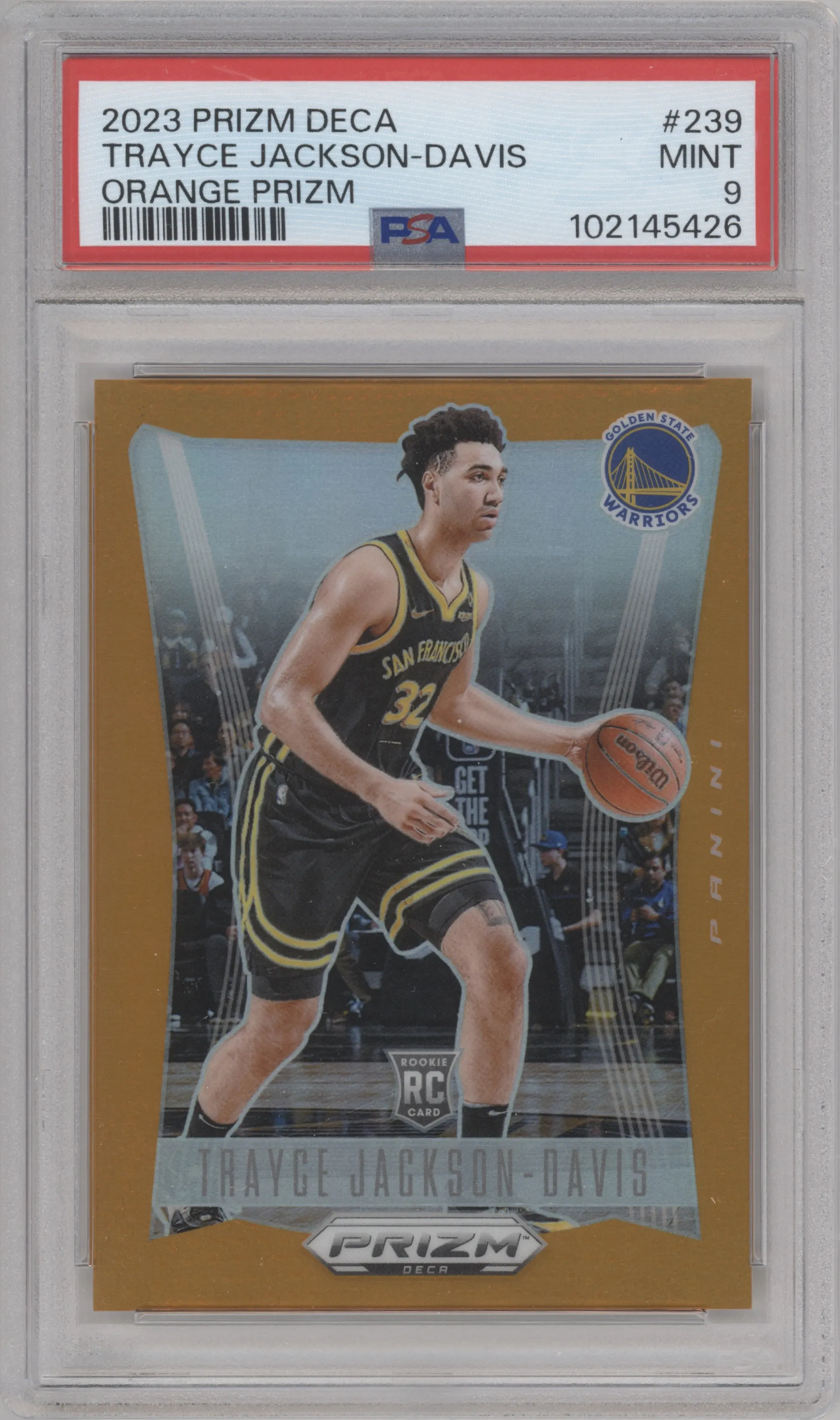 2023 Panini Prizm Deca Trayce Jackson-Davis Orange Prizm #239 PSA 9