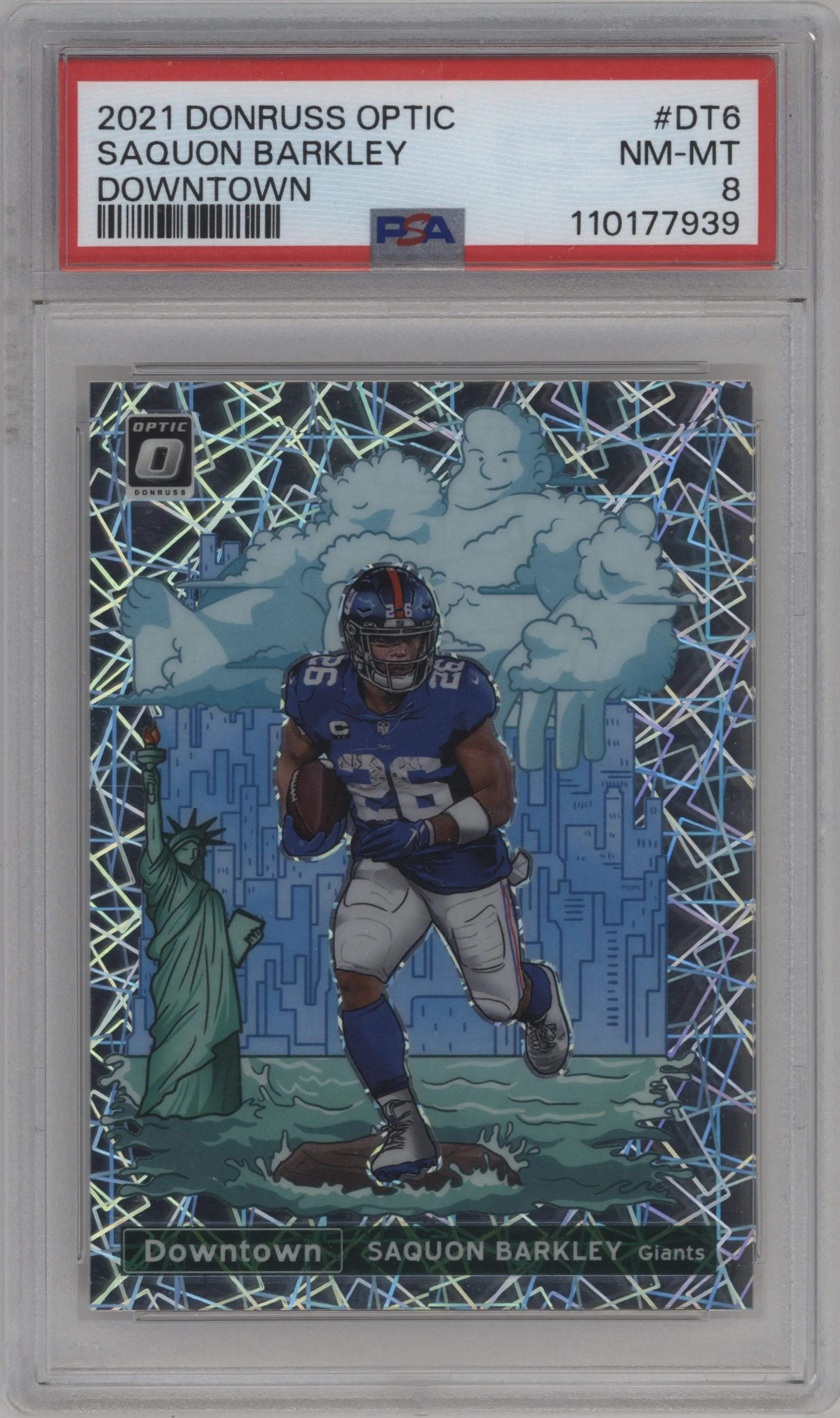 2021 Panini Donruss Optic Downtown Saquon Barkley #DT-6 PSA 8