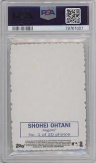 Shohei Ohtani from the 2018 Topps Heritage High Number set graded by PSA and given an overall grade of 9.