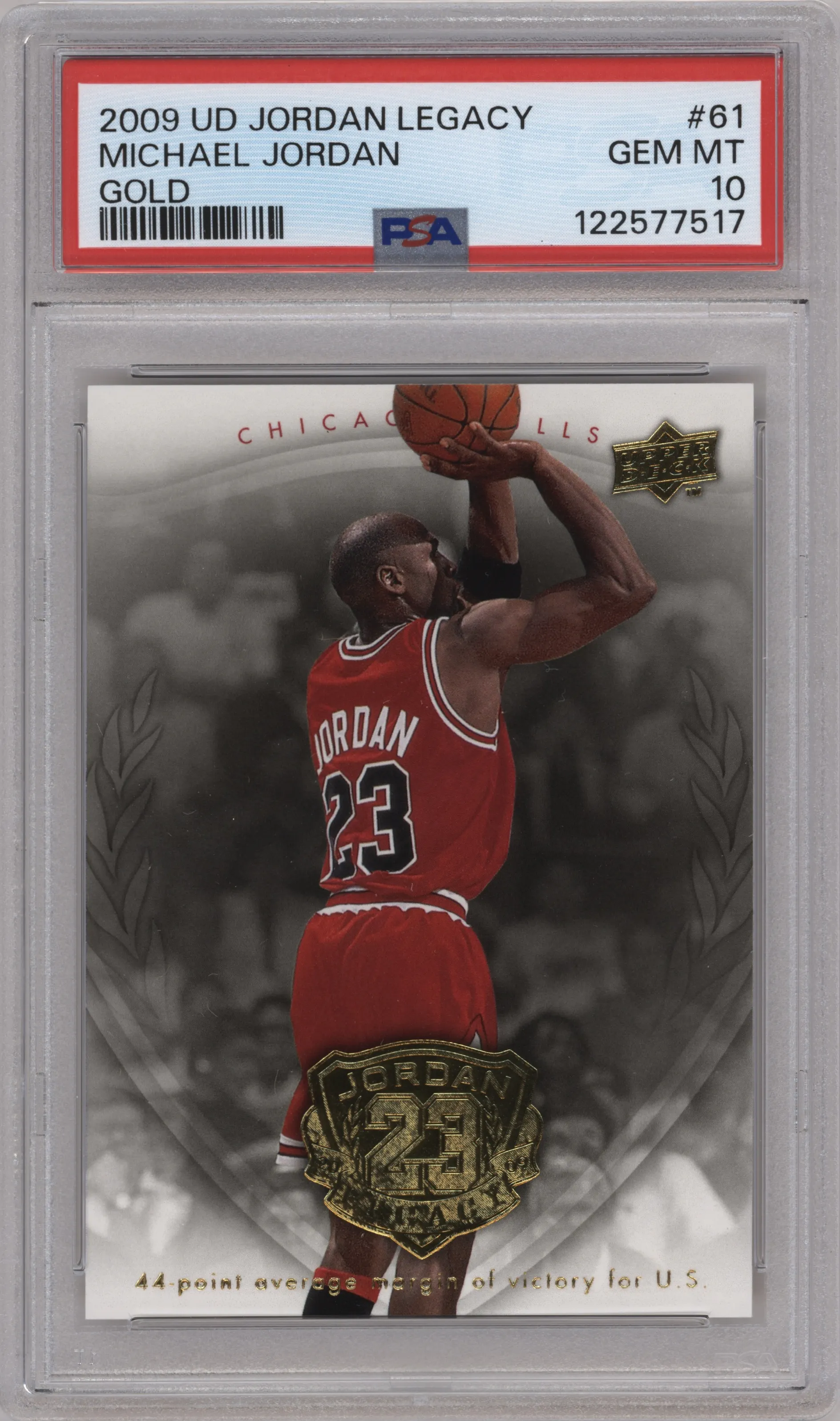 2009 Upper Deck Michael Jordan Legacy Collection Hall of Fame Edition Michael Jordan Gold #61 PSA 10