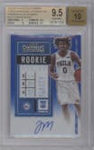 Tyrese Maxey from the 2020-21 Panini Contenders set featuring a Blue Shimmer parallel graded by Beckett and given an overall grade of 9.5.