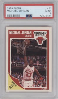 Michael Jordan from the 1989-90 Fleer set graded by PSA and given an overall grade of 9.