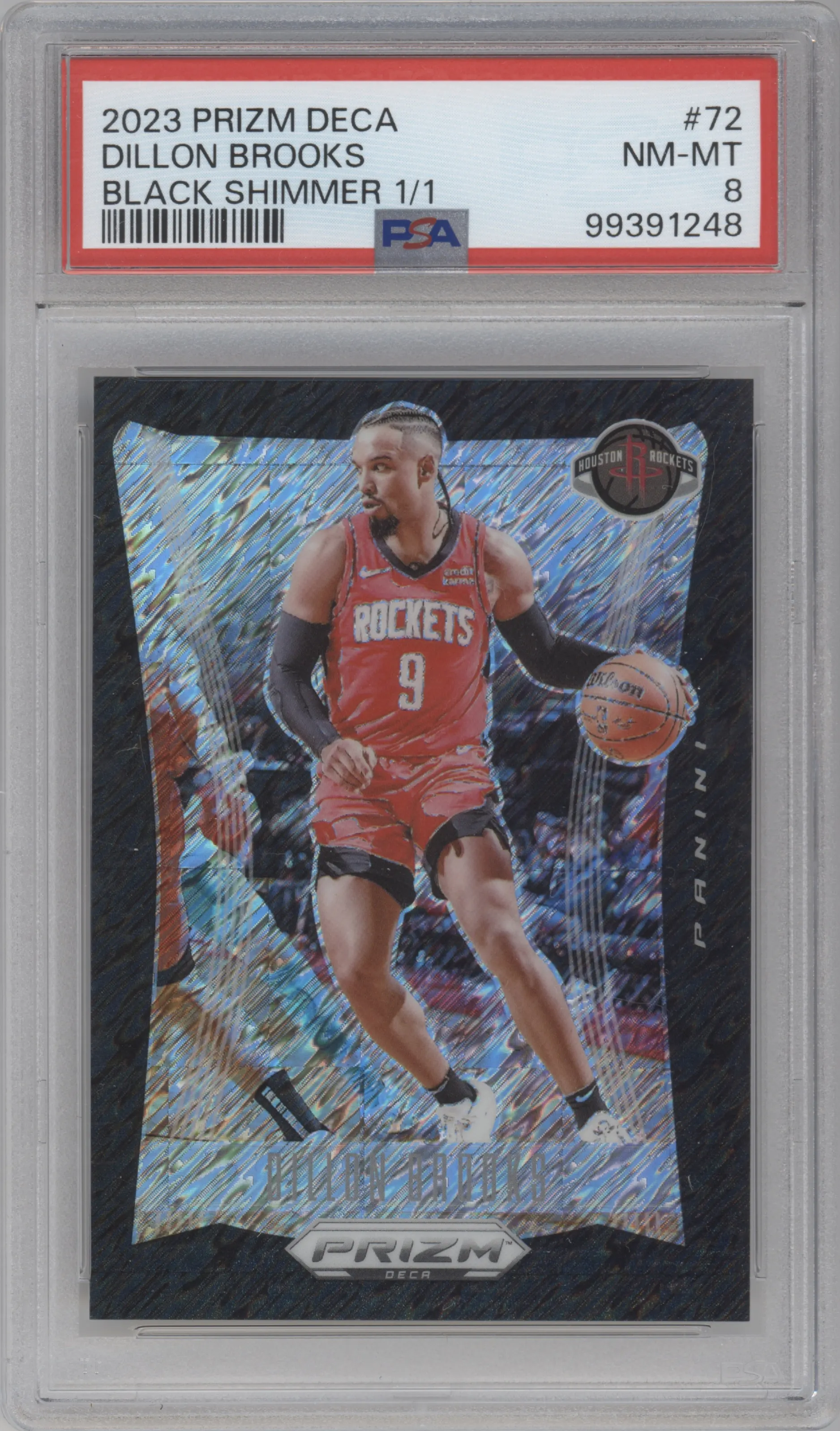 2023 Panini Prizm Deca Dillon Brooks Black Shimmer PSA 8