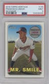 Francisco Lindor from the 2018 Topps Heritage set featuring a Nickname parallel graded by PSA and given an overall grade of 9.