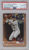 Alex Bregman from the 2019 Topps Chrome Update set featuring a Orange Refractor parallel graded by PSA and given an overall grade of 10.