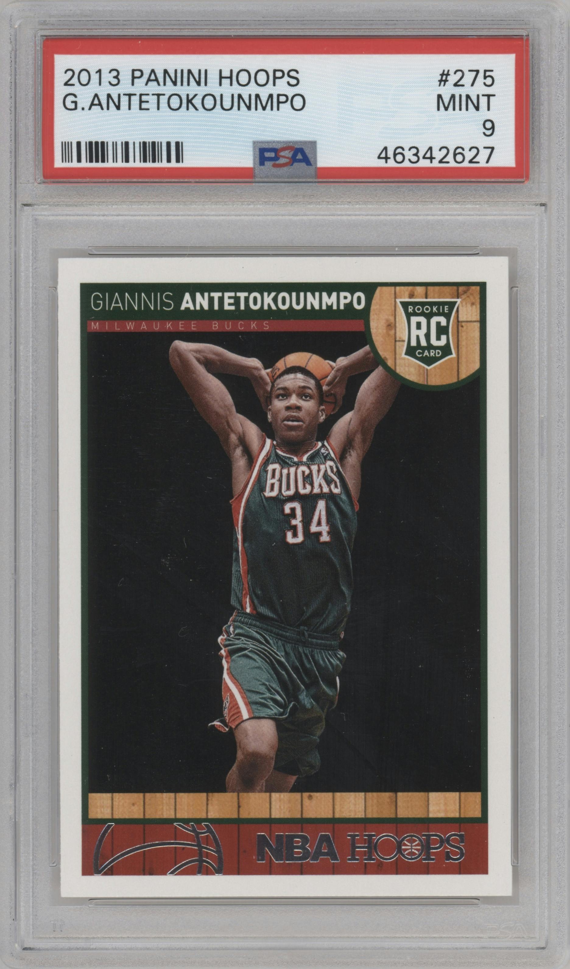 Giannis Antetokounmpo from the 2013-14 Panini NBA Hoops set graded by PSA and given an overall grade of 9.