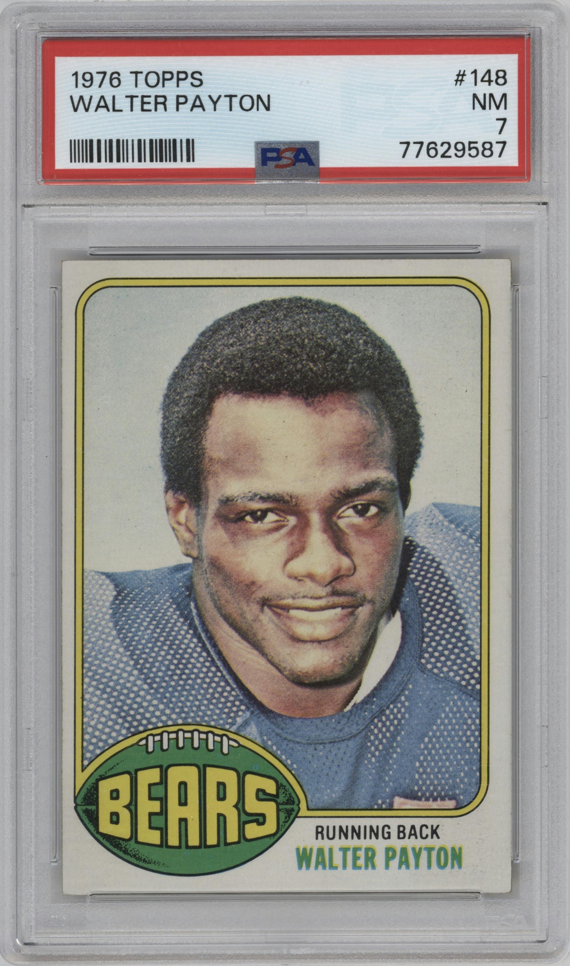 Walter Payton  from the 1976 Topps set graded by PSA and given an overall grade of 7.