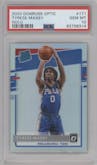 Tyrese Maxey from the 2020-21 Panini Donruss Optic set featuring a Holo parallel graded by PSA and given an overall grade of 10.