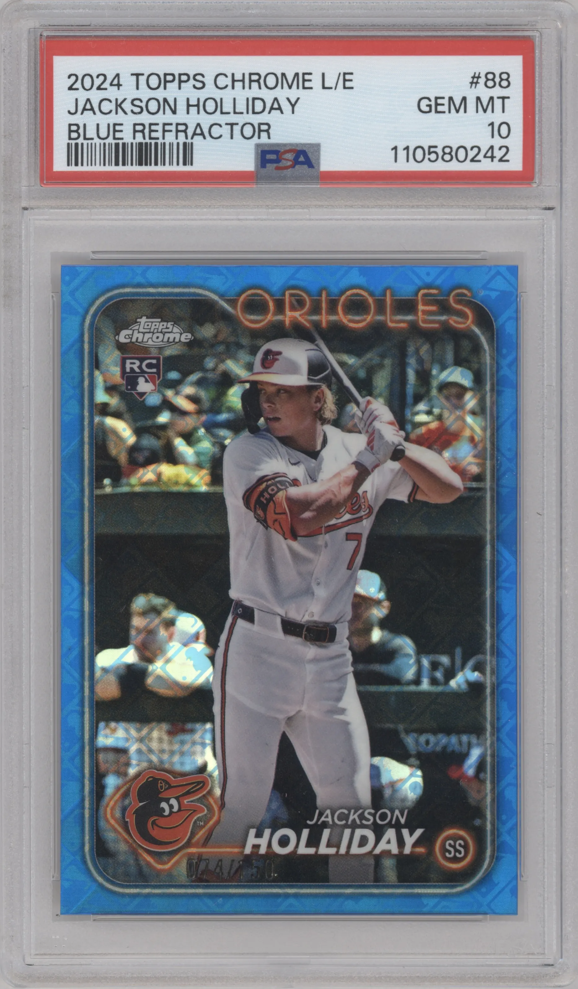 2024 Topps Chrome Logofractor Jackson Holliday Blue MLB Refractor PSA 10