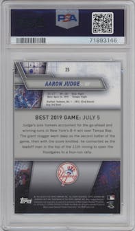 Aaron Judge from the 2019 Bowman’s Best set graded by PSA and given an overall grade of 10.