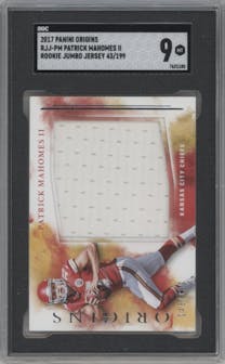 Patrick Mahomes II from the 2017 Panini Origins set graded by SGC and given an overall grade of 9.