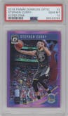 Stephen Curry from the 2018-19 Panini Donruss Optic set featuring a Hyper Pink parallel graded by PSA and given an overall grade of 10.