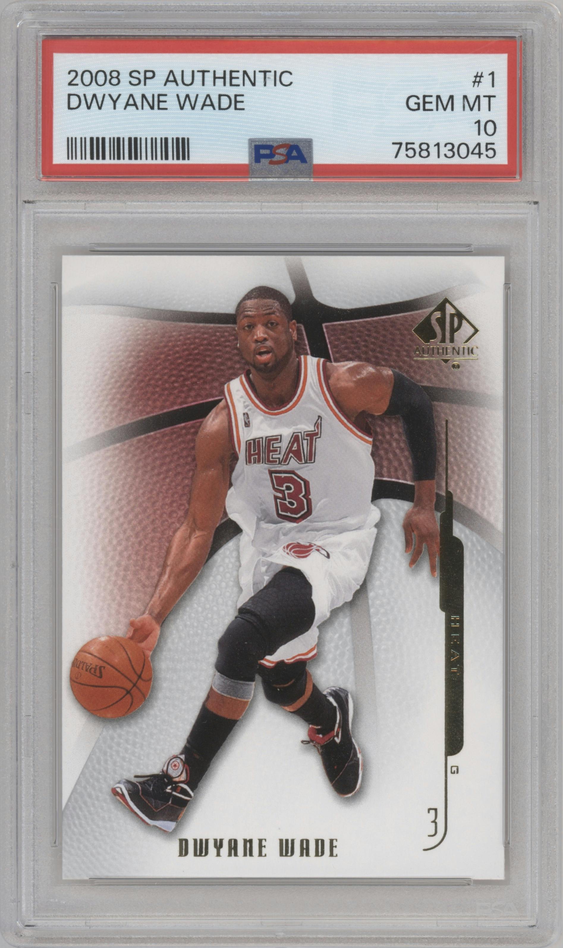 Dwyane Wade from the 2008-09 SP Authentic set graded by PSA and given an overall grade of 10.