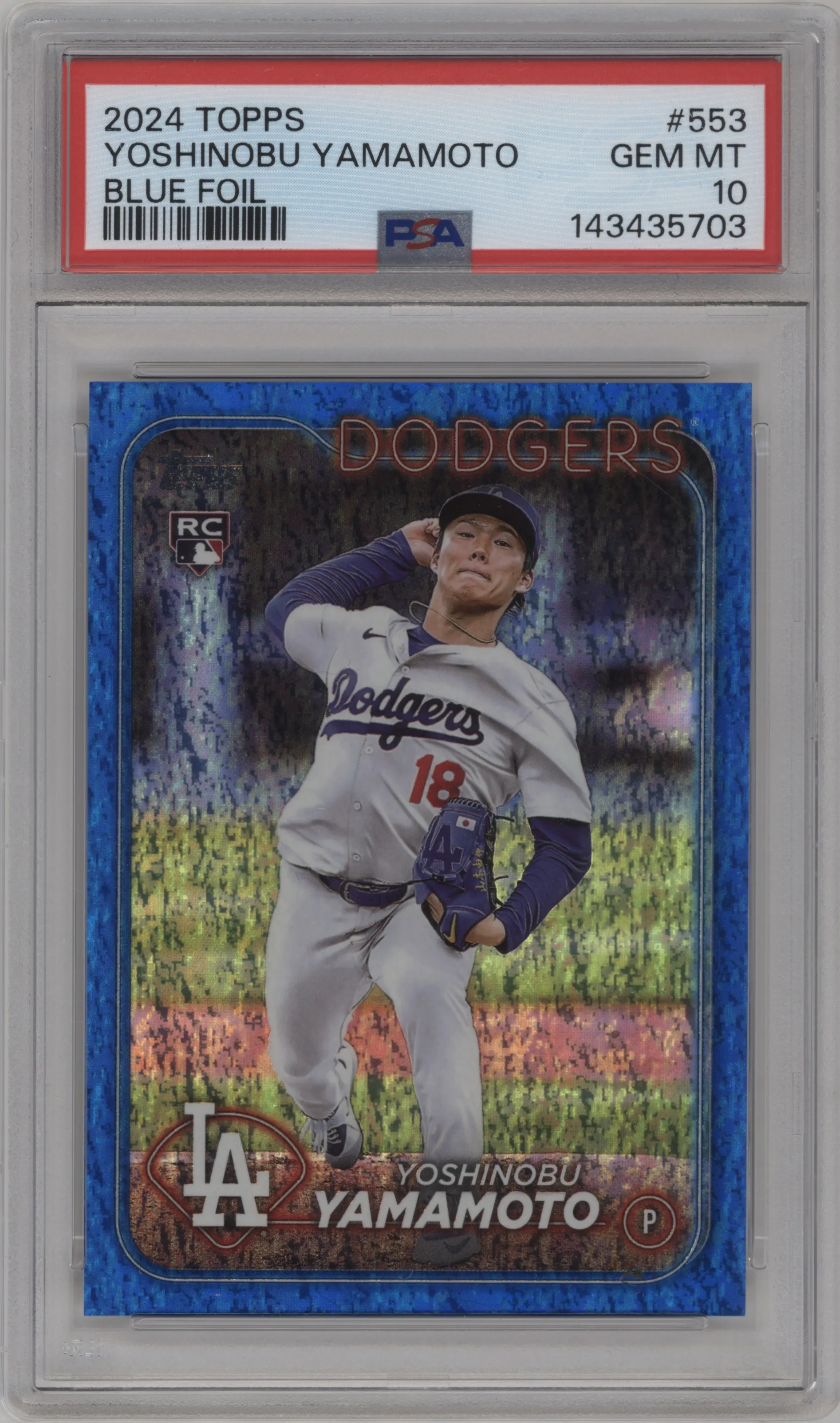 2024 Topps Series 2 Silver Pack Yoshinobu Yamamoto Blue Holofoil #553 PSA 10