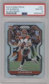 Joe Burrow from the 2020 Panini Prizm set featuring a Silver Prizm parallel graded by PSA and given an overall grade of 10.