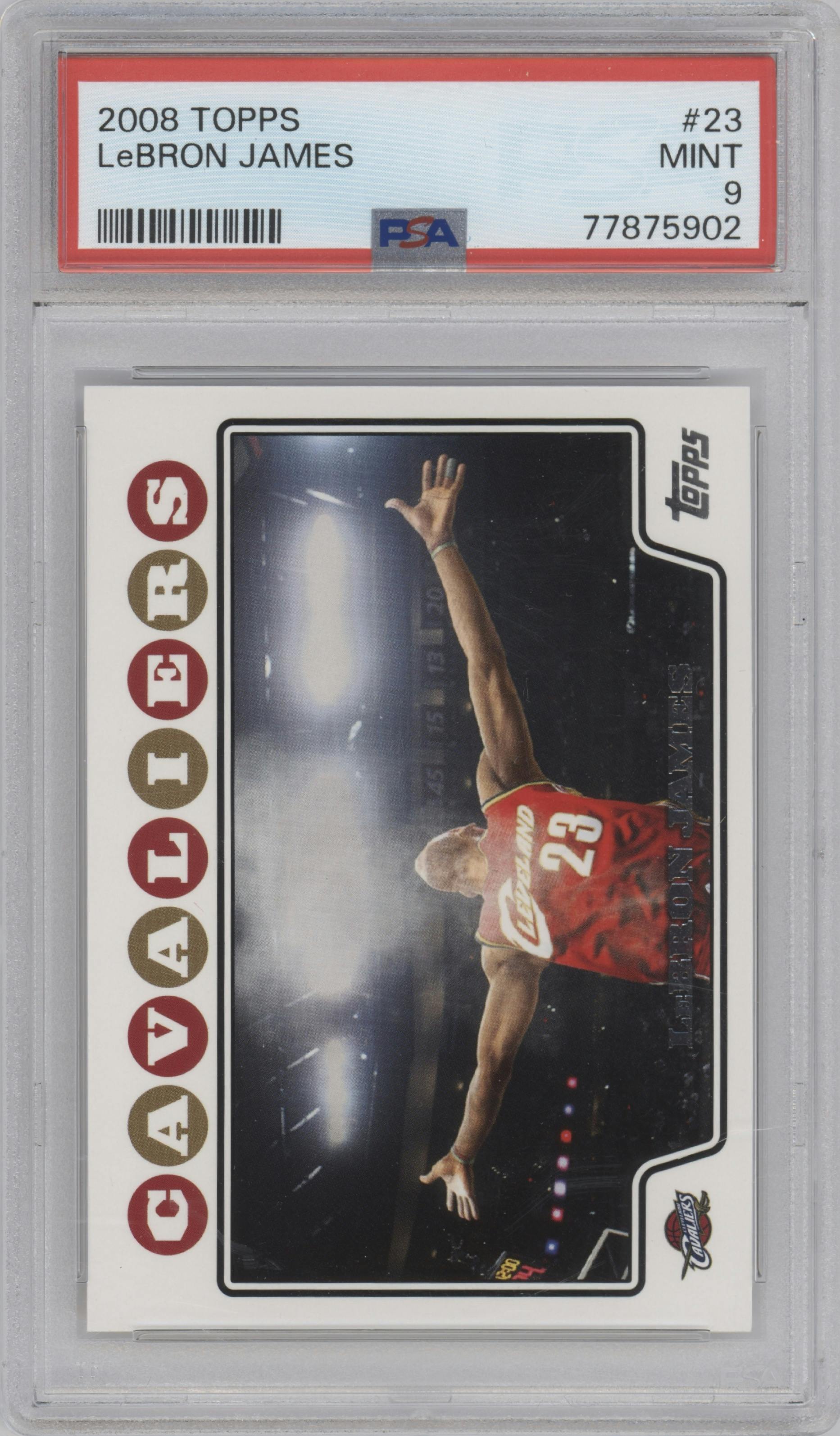 LeBron James from the 2008-09 Topps set graded by PSA and given an overall grade of 9.