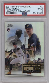 Paul Skenes from the 2024 Topps Chrome Update set graded by PSA and given an overall grade of 9.