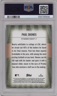 Paul Skenes from the 2024 Topps Chrome Update set graded by PSA and given an overall grade of 9.