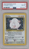Chansey from the 1999 Pokemon set graded by PSA and given an overall grade of 8.