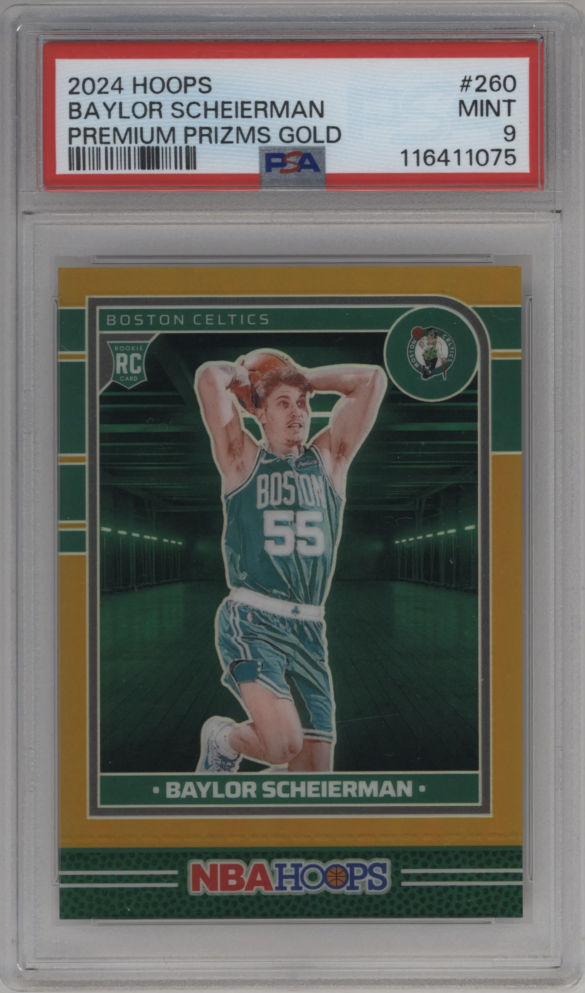 2024 Panini NBA Hoops Baylor Scheierman Gold Premium #260 PSA 9