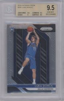 Luka Doncic from the 2018-19 Panini Prizm set graded by Beckett and given an overall grade of 9.5.