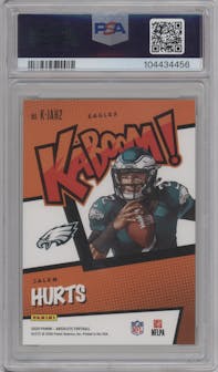 Jalen Hurts from the 2020 Panini Absolute set graded by PSA and given an overall grade of 10.