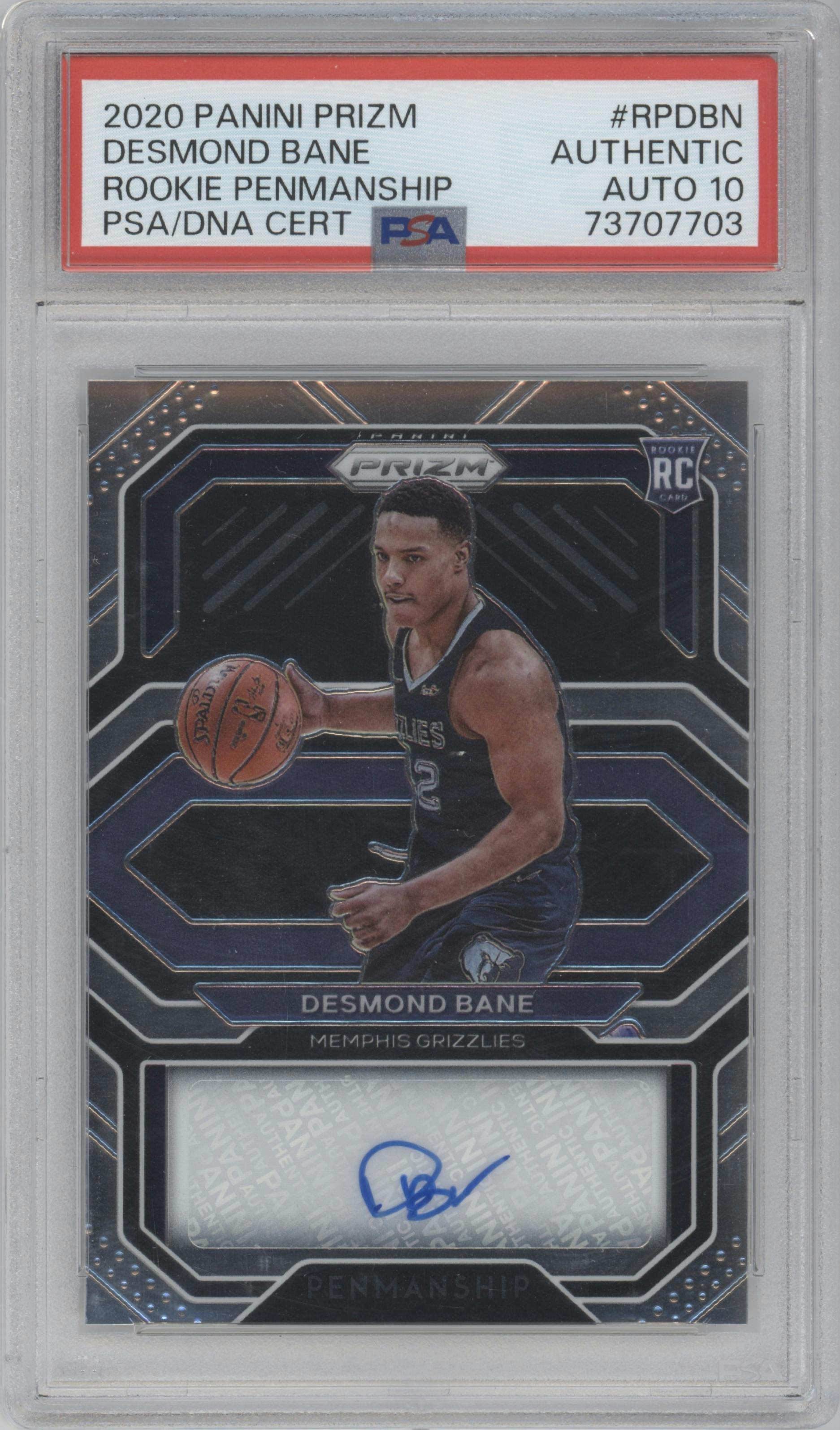 Desmond Bane from the 2020-21 Panini Prizm set graded by PSA.