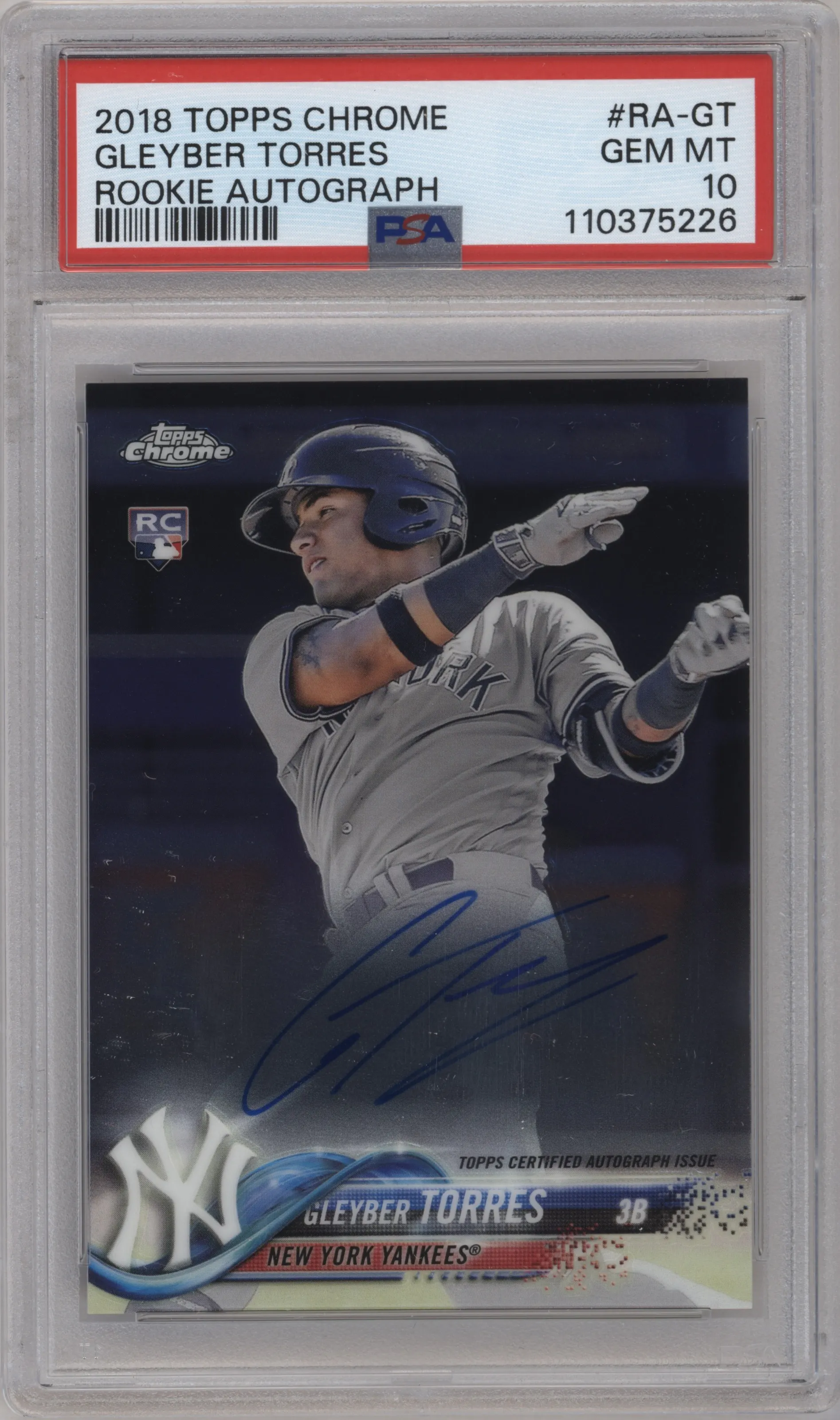 2018 Topps Chrome Rke.Auto Gleyber Torres PSA 10