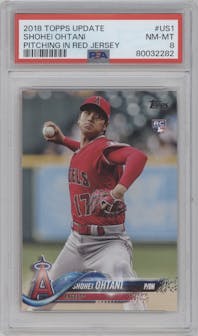 Shohei Ohtani from the 2018 Topps Update set graded by PSA and given an overall grade of 8.