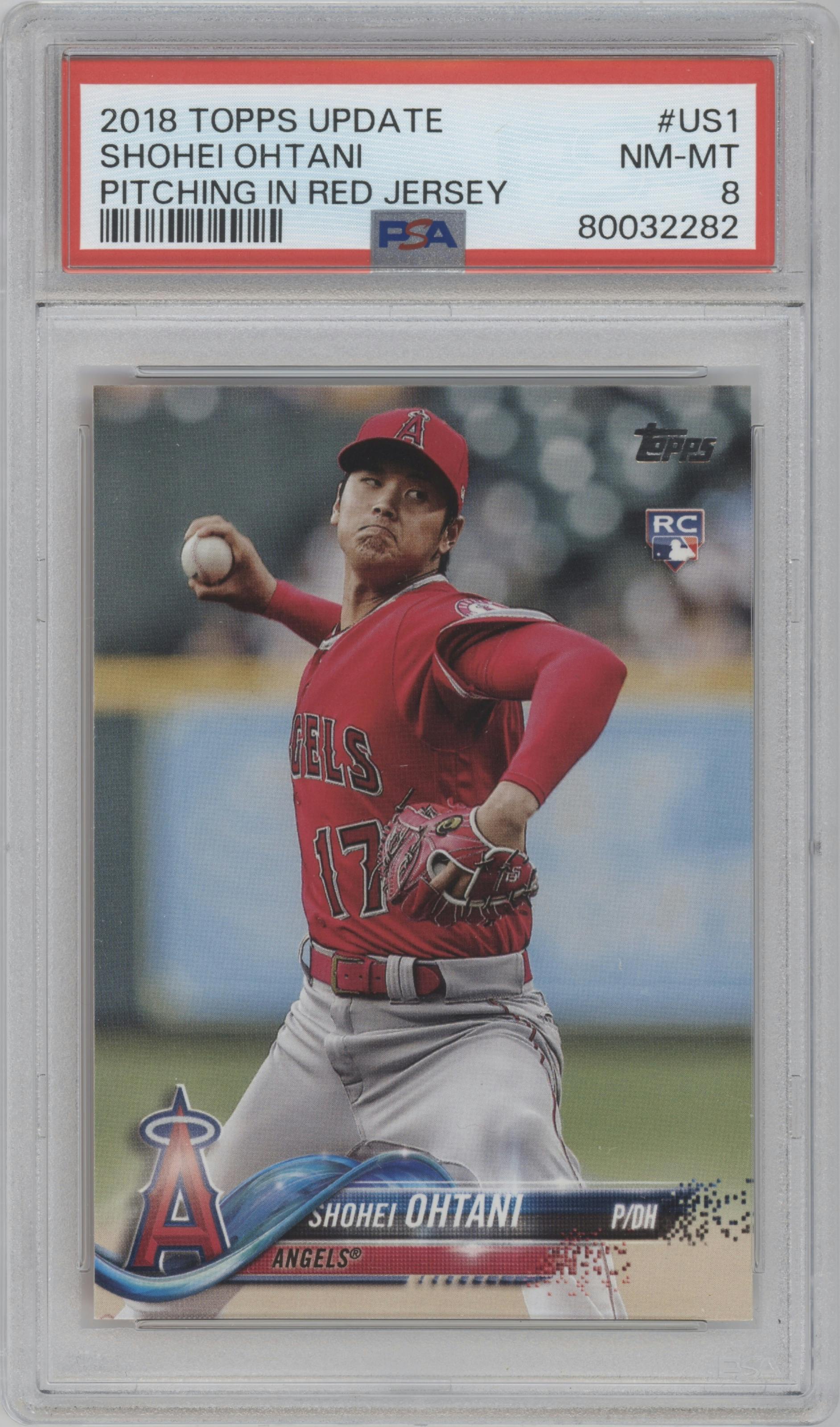 Shohei Ohtani from the 2018 Topps Update set graded by PSA and given an overall grade of 8.