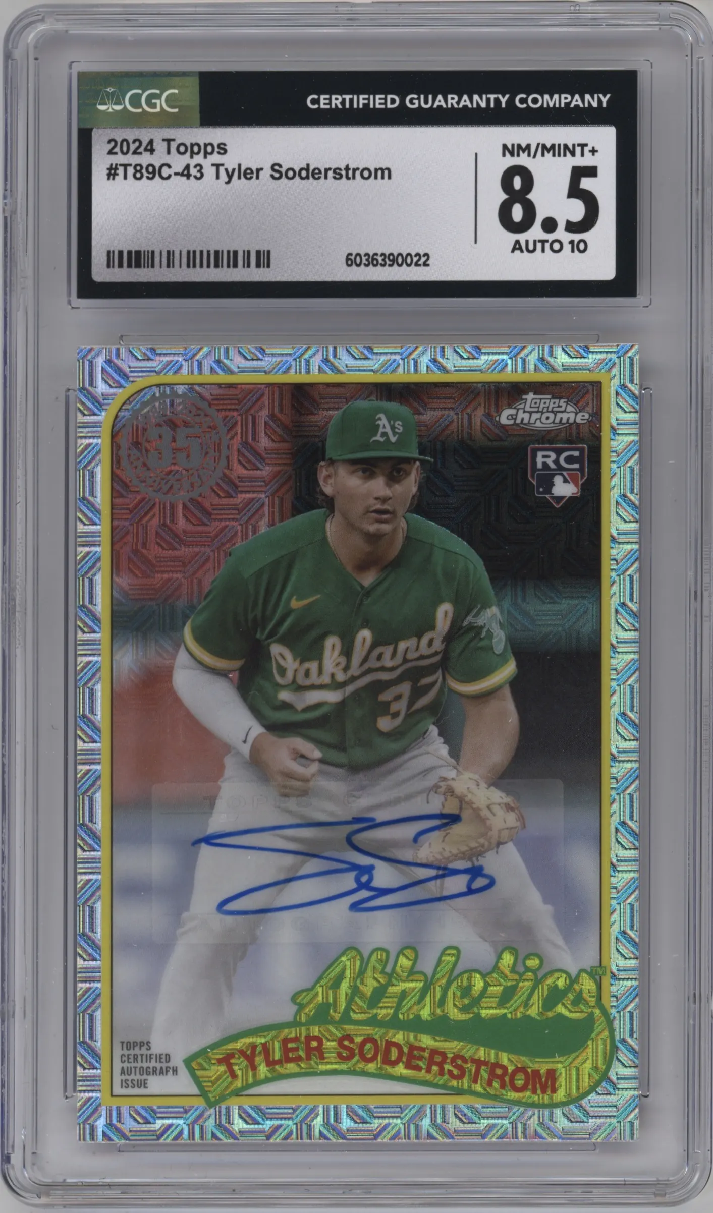 2024 Topps Series 1 Silver Pack 1989 Chrome Tyler Soderstrom #T89C-43 CGC 8.5