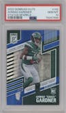 Ahmad "Sauce" Gardner from the 2022 Panini Donruss Elite set featuring a Status Sparkle parallel graded by PSA and given an overall grade of 10.