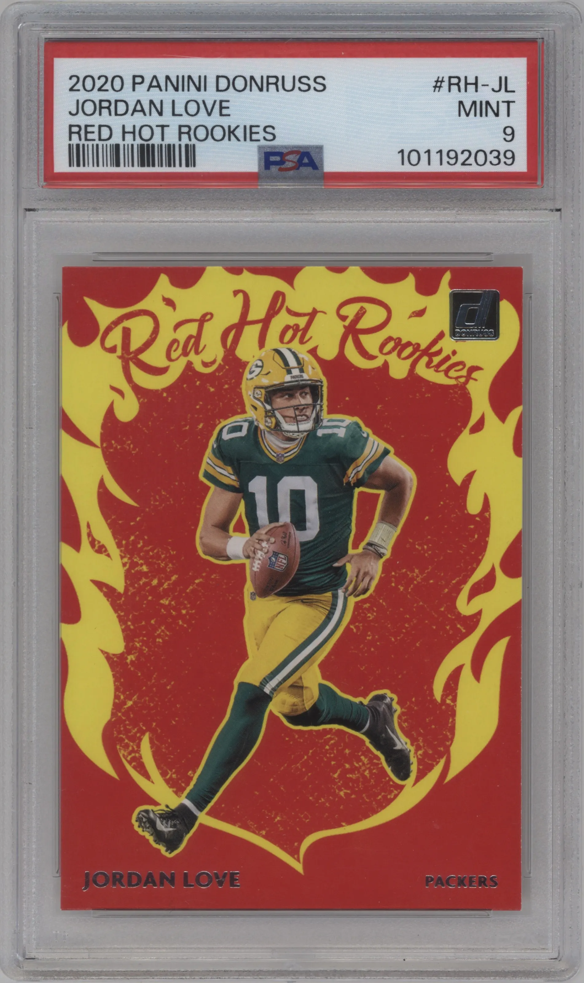 2020 Panini Donruss Red Hot Rookies Jordan Love PSA 9