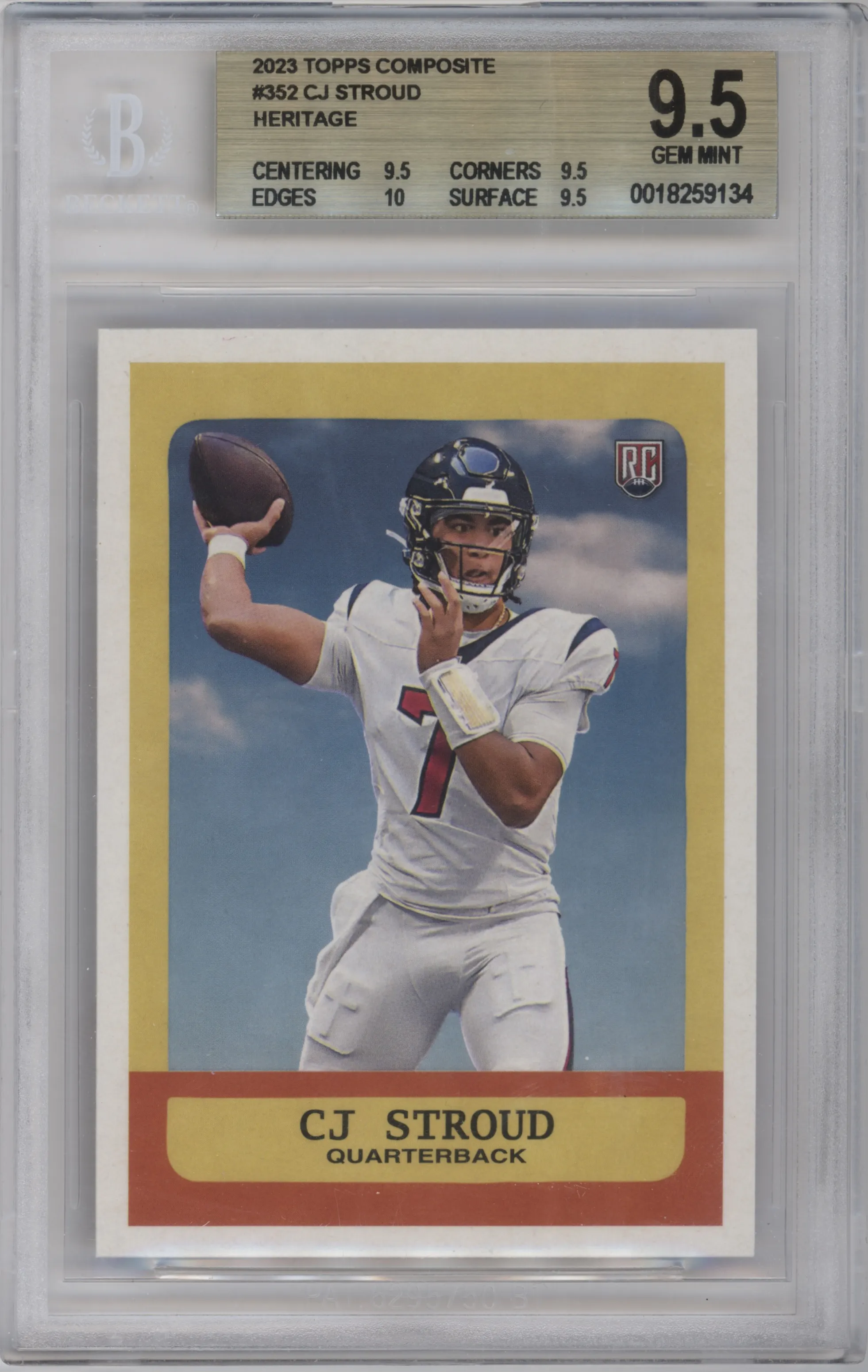 CJ Stroud from the 2023 Topps Composite set graded by Beckett and given an overall grade of 9.5.