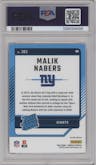 Malik Nabers from the 2024 Donruss set featuring a Red Wave parallel graded by PSA and given an overall grade of 10.