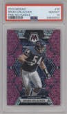 Brian Urlacher from the 2023 Panini Mosaic set featuring a No Huddle Pink parallel graded by PSA and given an overall grade of 10.