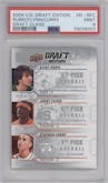 Ricky Rubio/Jonny Flynn/Stephen Curry from the 2009-10 UD Draft Edition set graded by PSA and given an overall grade of 9.