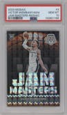 Victor Wembanyama from the 2023-24 Panini Mosaic set featuring a Mosaic parallel graded by PSA and given an overall grade of 10.