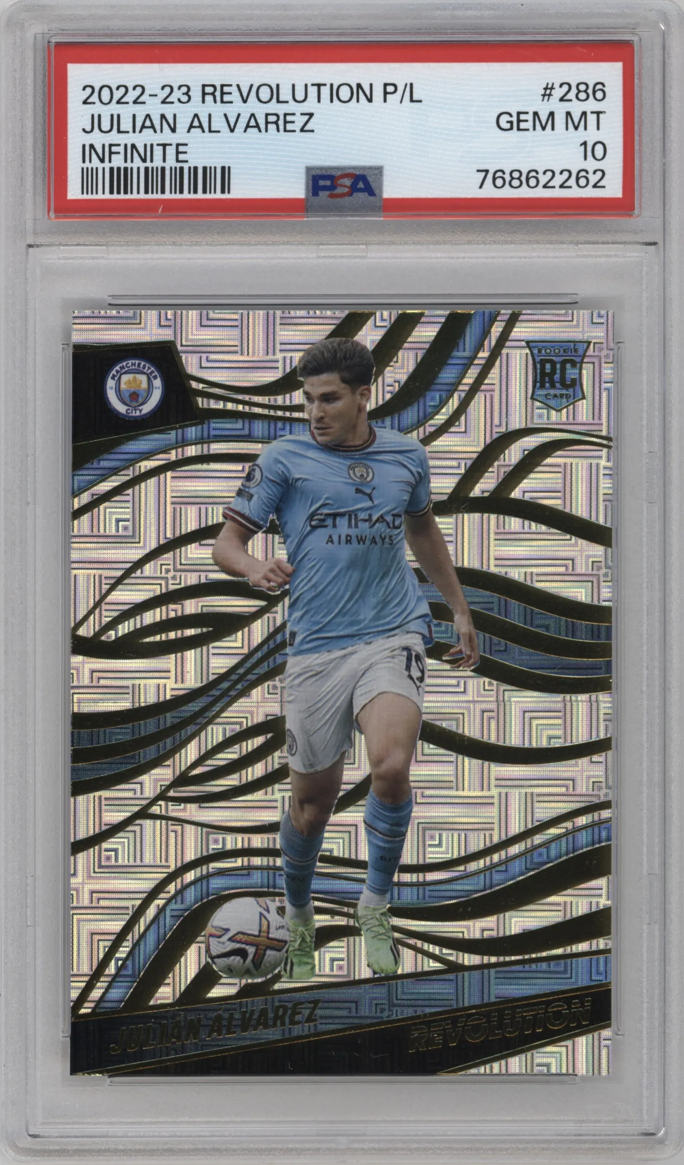 2022 Panini Revolution Premier League Julian Alvarez Infinite #286 PSA 10