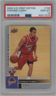 Stephen Curry from the 2009-10 Upper Deck First Edition set graded by PSA and given an overall grade of 10.