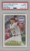 Shohei Ohtani from the 2018 Topps Heritage High Number set graded by PSA and given an overall grade of 10.