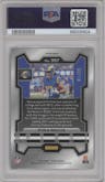 Puka Nacua from the 2023 Panini Prizm set featuring a Purple Wave parallel graded by PSA and given an overall grade of 9.