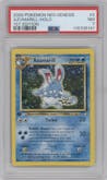 Azumarill from the 2000 Pokemon Neo Genesis set graded by PSA and given an overall grade of 7.