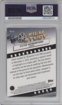 Victor Wembanyama from the 2023-24 Topps Chrome set graded by PSA and given an overall grade of 9.