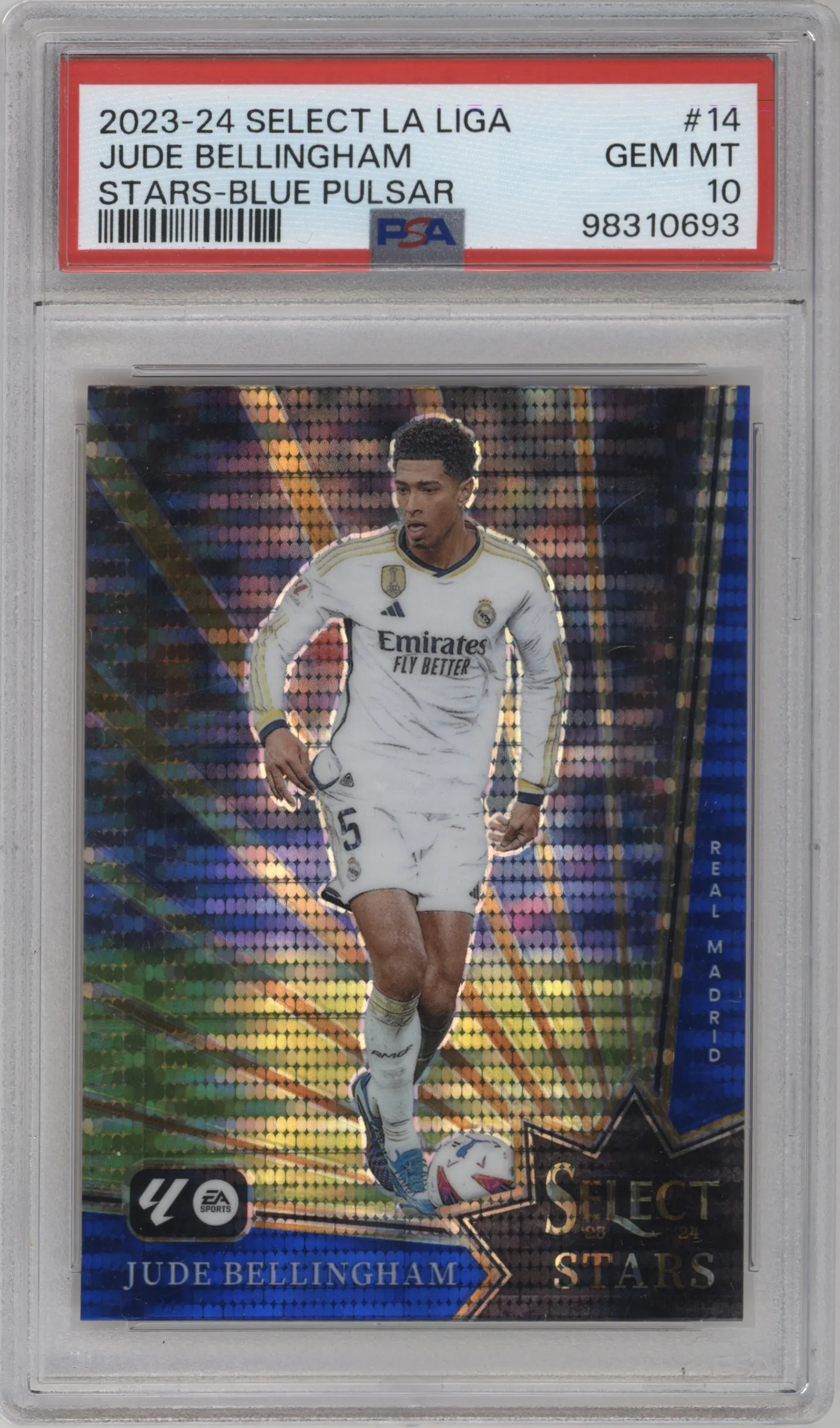2023 Panini Select La Liga Select Stars Jude Bellingham Blue Pulsar #14 PSA 10
