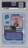Jayden Daniels from the 2024 Donruss set graded by PSA and given an overall grade of 10.
